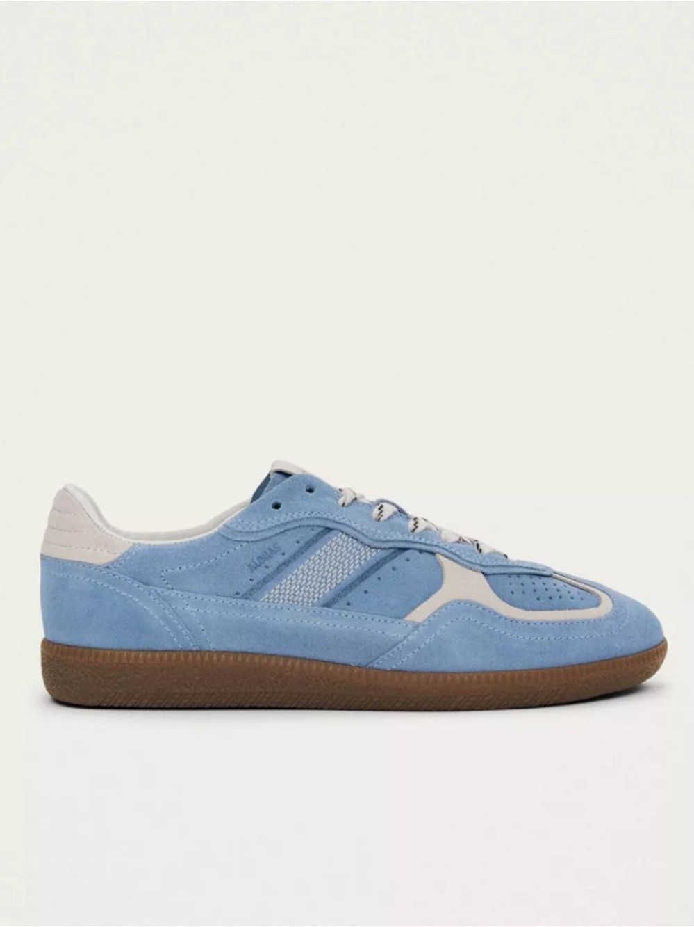 ALOHAS Women's Light Blue Suede Sneaker with Cream Accents